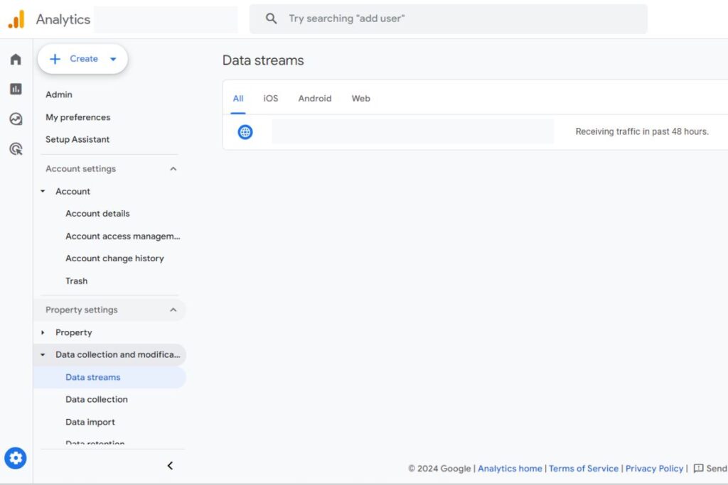 Data Stream Setup in GA4